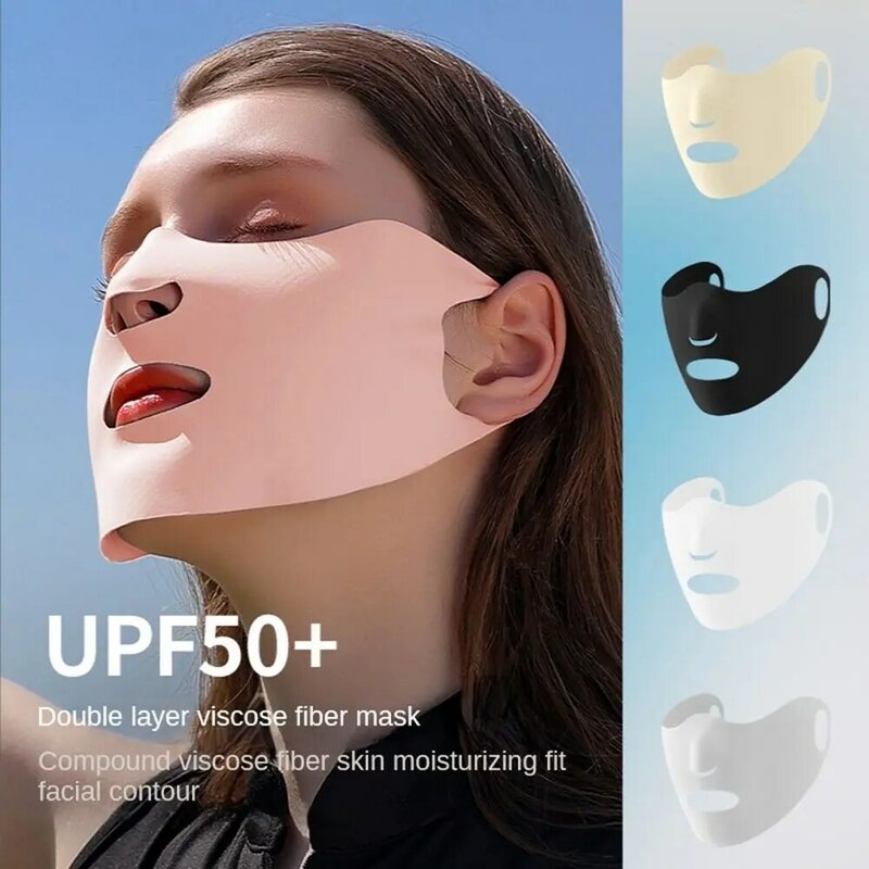 Summer Women Sunscreen Mask Outdoor Sports Cycling Breathable Washable Reusable Face Cover Double Layer Ice Silk Mask