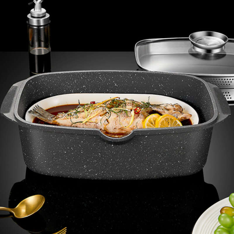 Baked Shabu One-pot Elliptical Steamer Large Cooking Stew Gas Stove Electric Oven Grilled Fish Pot
