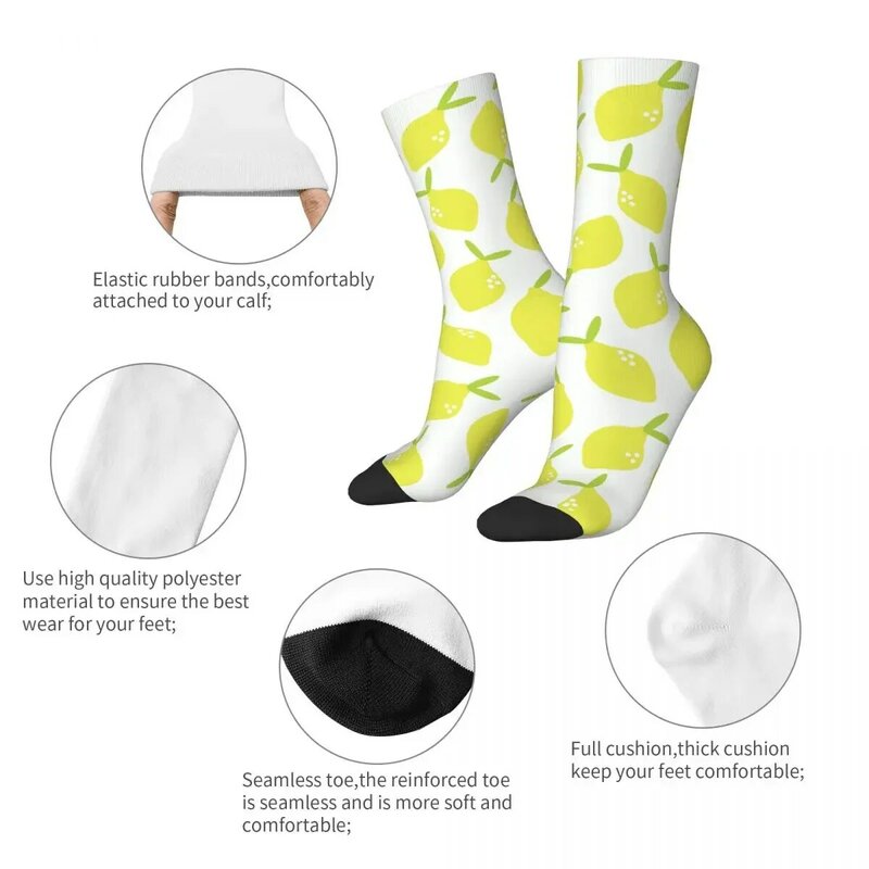 Calcetines de baloncesto con flor de limón fresco para hombres y mujeres, calcetines divertidos de poliéster, frutas, transpirables