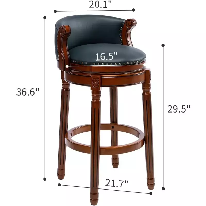1pc Bar Chair, Cow Top Leather Wooden Barstools, 29.5"Barstool Height Barstools with Back, Bar Chair