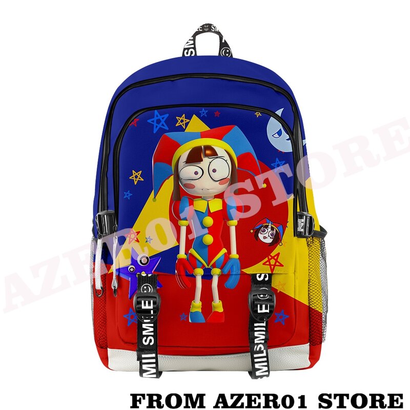 The Amazing Circus Digital 3D Merch pano mochila, Multi Zipper Student School Bag, Mochilas de Viagem de grande capacidade, Novo