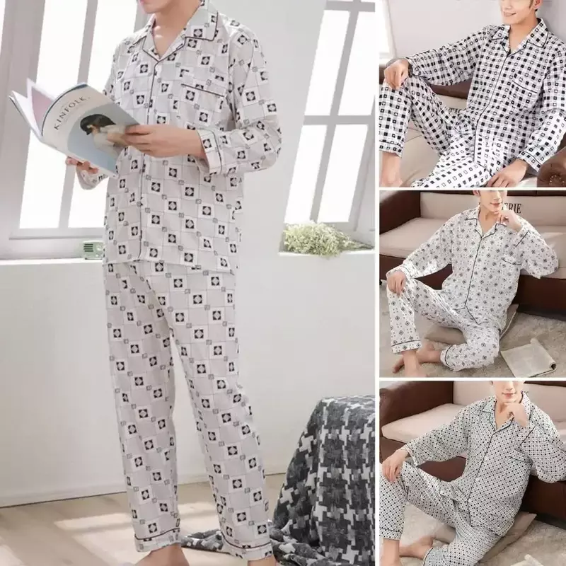 Long Sleeve Relaxing And Pajama Pants - With Evening Loungewear Men's Set Top Print For 2023 Capri Comfortable