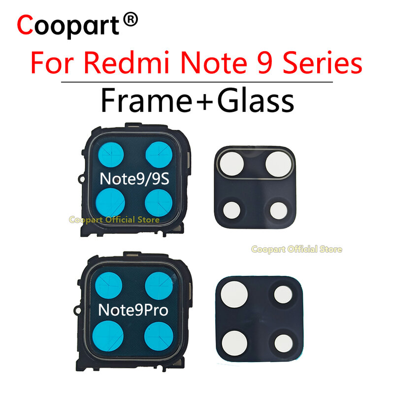 Original New Back Rear Camera lens glass for Xiaomi Redmi note 9 9S /note 9 pro max Frame Holder with sticker
