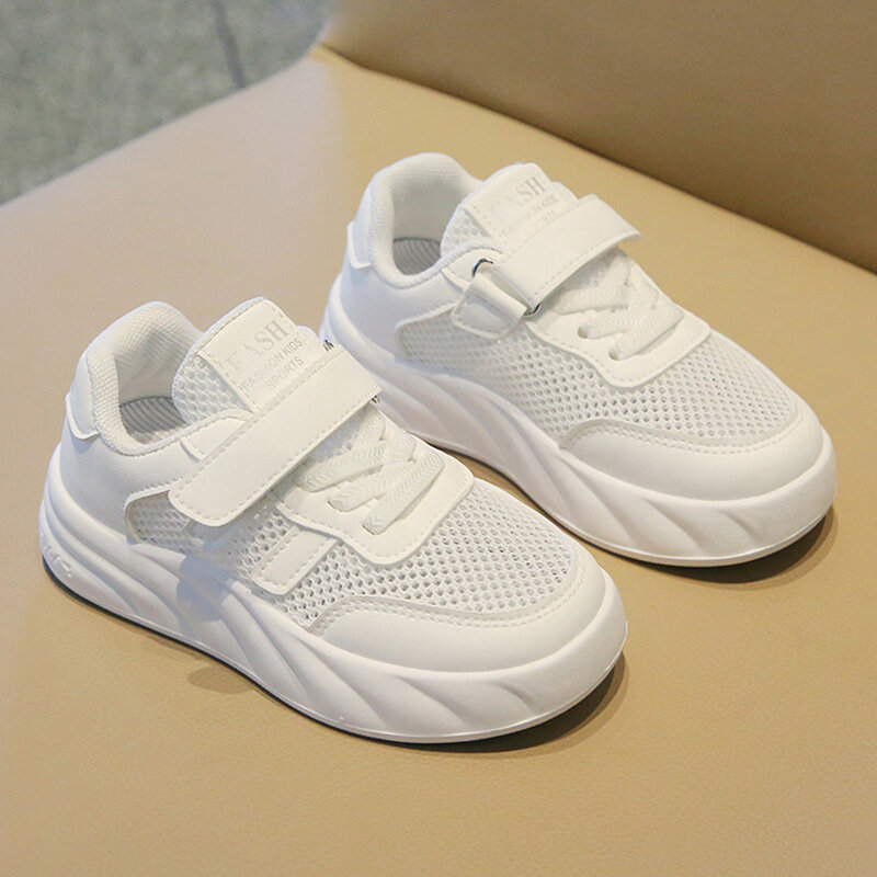 Children Fashion White Shoes 2024 Summer Boys Sneakers Hollow Net Shoes for Kids Girls Casual Board Shoe Big Child Bread Shoes