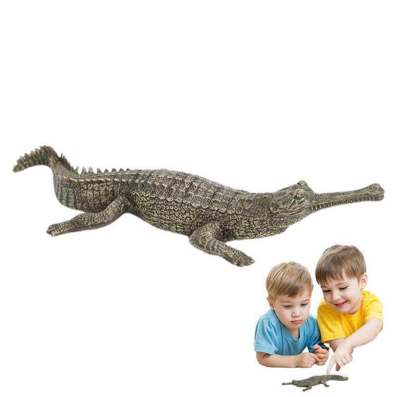 Kid's jacaré modelo animal estatueta, brinquedo decoração de mesa com textura clara para fins educacionais, crocodilo