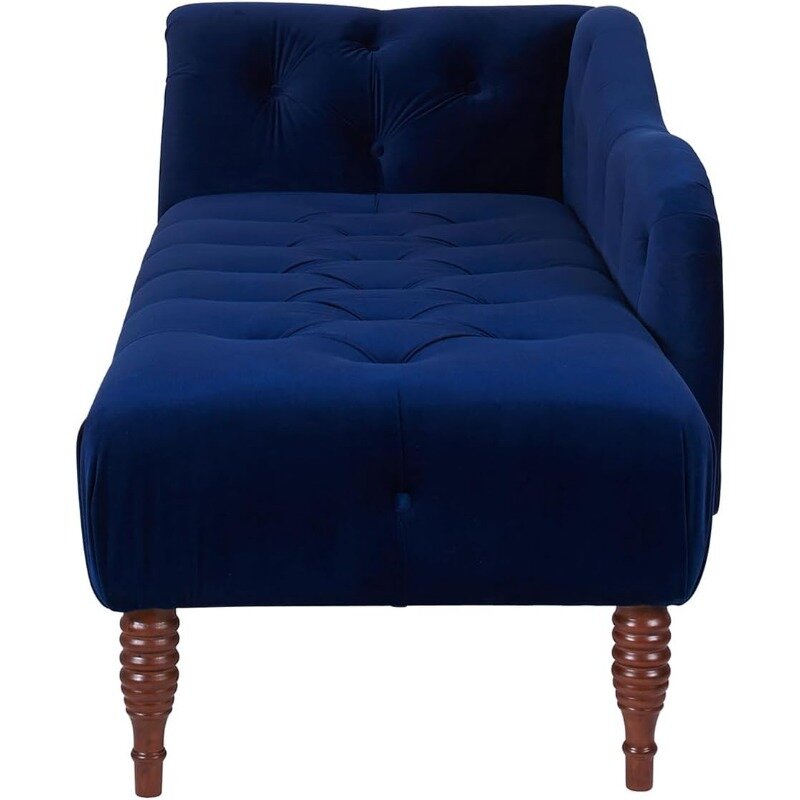 Chaise longue con bracciolo trapuntato samber, velluto blu Navy
