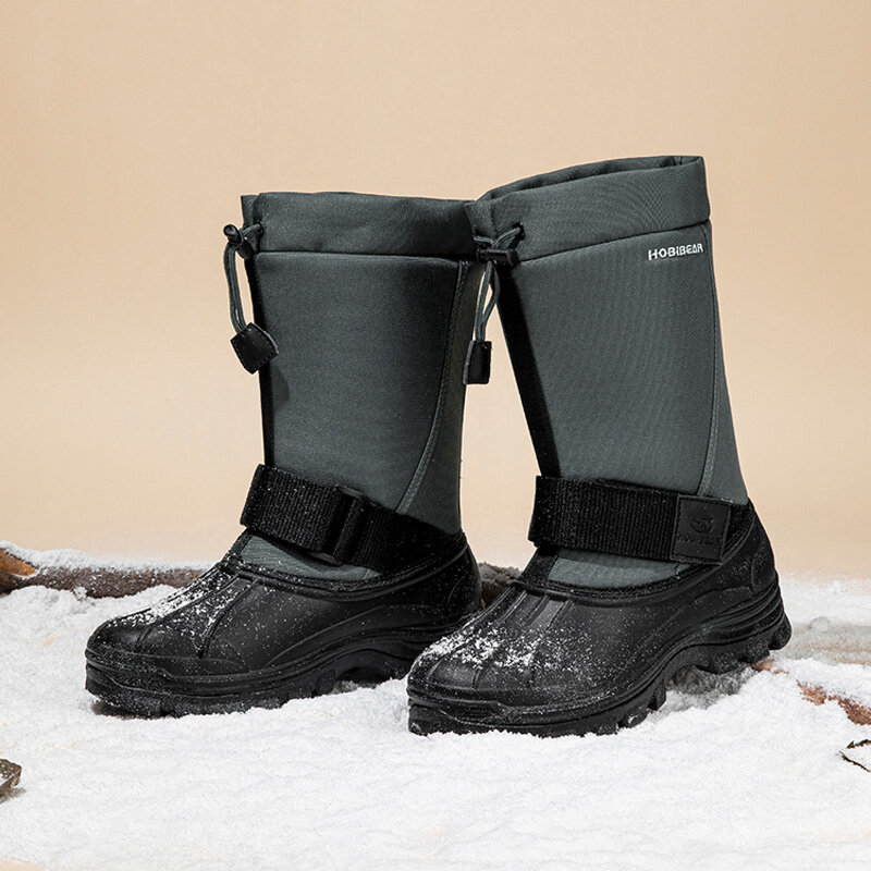 Botas de neve impermeáveis masculinas, antiderrapantes, confortáveis, quentes, forro de pelúcia, botas de esqui ao ar livre para homens, inverno