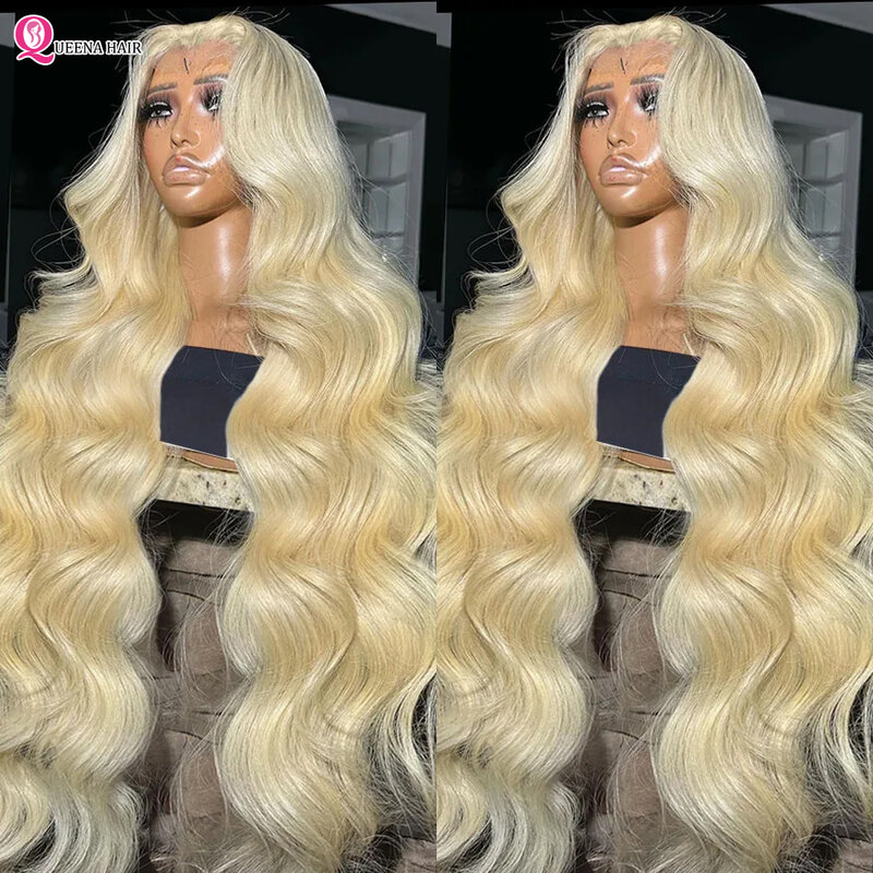 613 przezroczysta blondynka 13x4 13x6 HD koronkowa peruka frontalna dla kobiet koronkowa fala z przodu peruka miodowa Blond 4 × 4 bezklejowa peruka ludzka