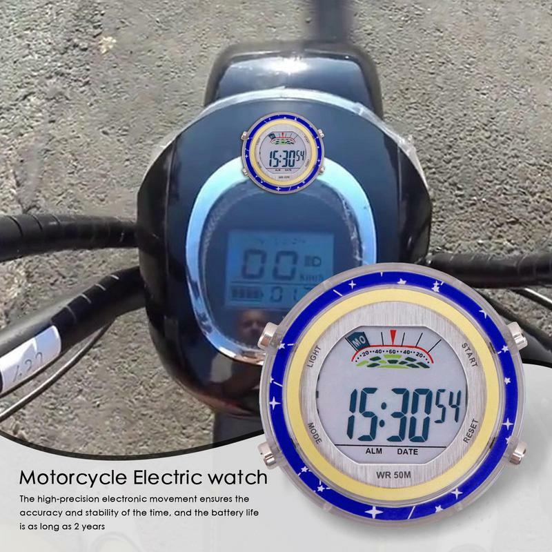 Cyfrowy zegarek motocyklowy wodoodporny zegar na kierownicę ze świecącą tarczą motocykl zamontować zegarek kierownica rowerowa Mini zegar