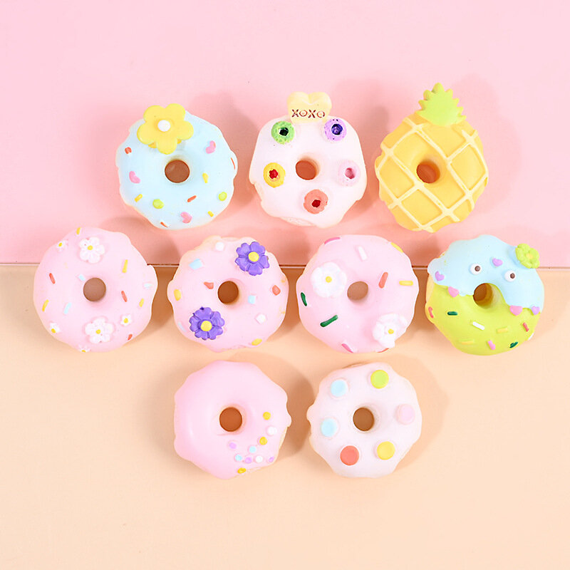 Resin Candy Donut DIY Craft Supply For Kids 3D Flat Back Kawaii Embellishment Hair Ornaments Scrapbook Making Material Wholesale