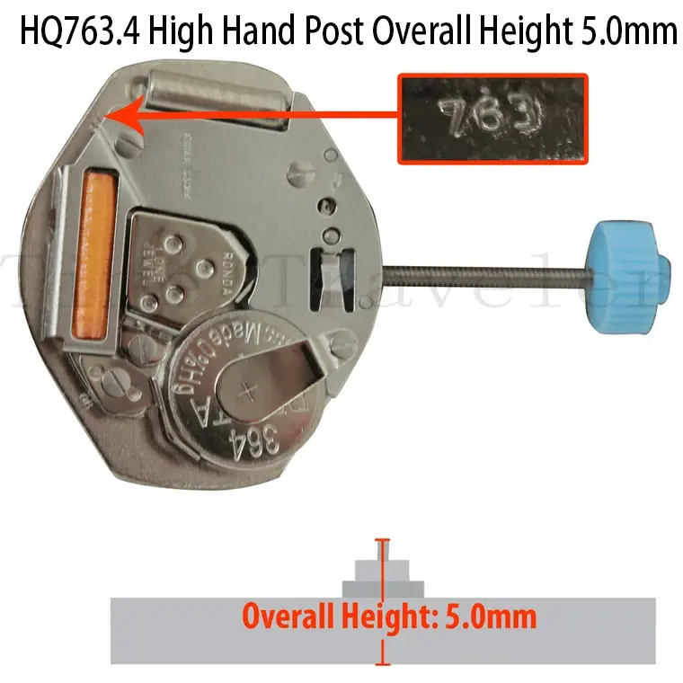 Ronda-3 حركة ساعة كوارتز ، وظيفة اليد العالية ، الارتفاع الكلي 5.0 مللي متر ، HQ763.4