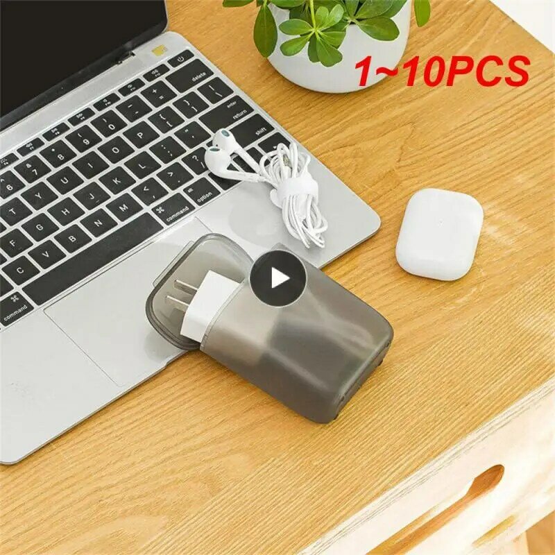 1~10PCS Portable Data Storage Box With Cover Headphone Charger Mobile Phone Travel Transparent Cable Wire Container Box In