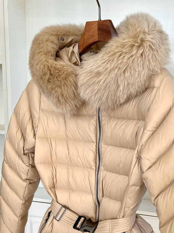 Chaqueta de plumón con capucha, abrigo corto holgado con diseño de cinturón, cálido y cómodo, novedad de invierno, 2023, 1213