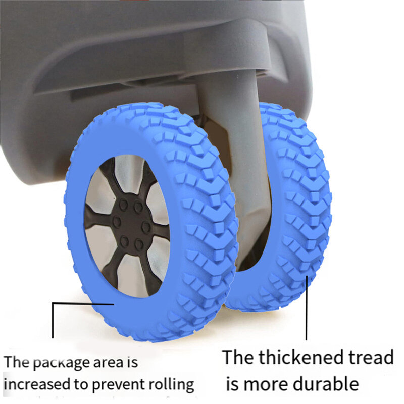 Pelindung Roda bagasi Anti aus, penutup silikon tekstur tebal sepatu roda kastor mengurangi kebisingan Aksesori bagasi 8 buah