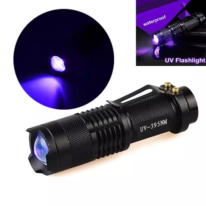 Latarka UV latarki z czarnym światłem o długości 395nm lampa ultrafioletowa palnik UV detektor światło ultrafioletowe do plam moczu zwierząt domowych skorpiona