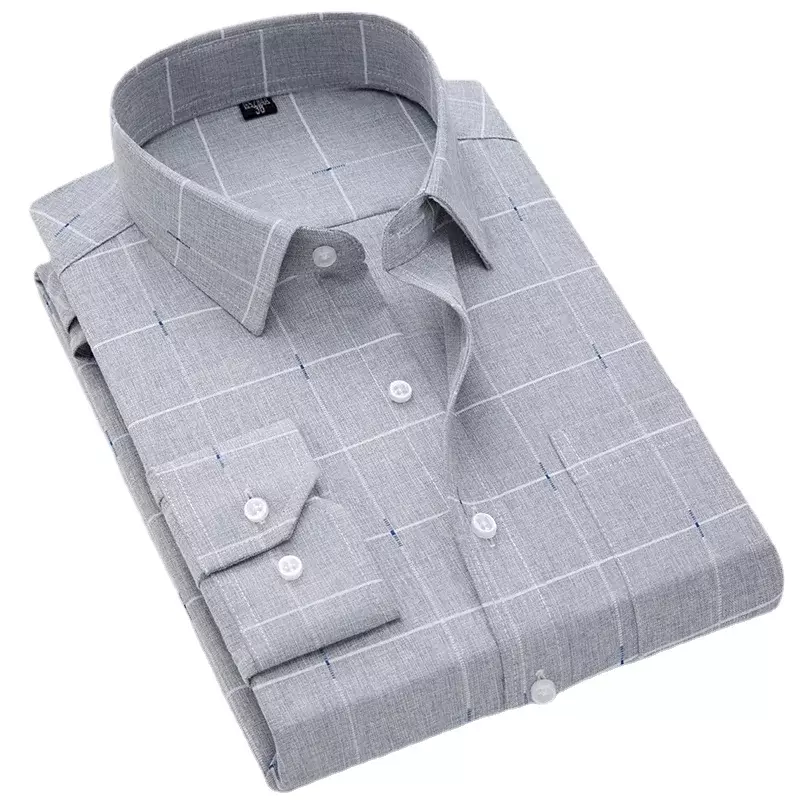 Camicia stampata a maniche lunghe da uomo primavera autunno 2024 Casual Daily Thin Soft confortevole Business Slim Fit Button Down Dress Shirts