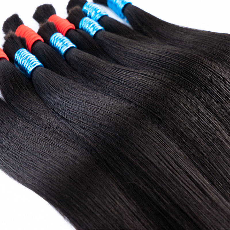 Человеческие плетеные прямые волосы без уточка, 100% индийские натуральные волосы Remy, плетеные необработанные девственные удлинители класса 10A с полными концами