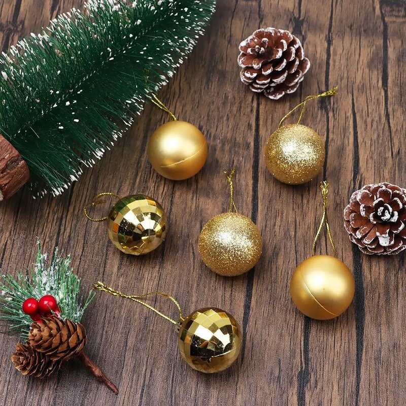 24 pçs 3cm glittery decoração de natal baubles bolas de árvore natal festa de casamento ornamento árvore de natal pendurado bolas decoração pingente