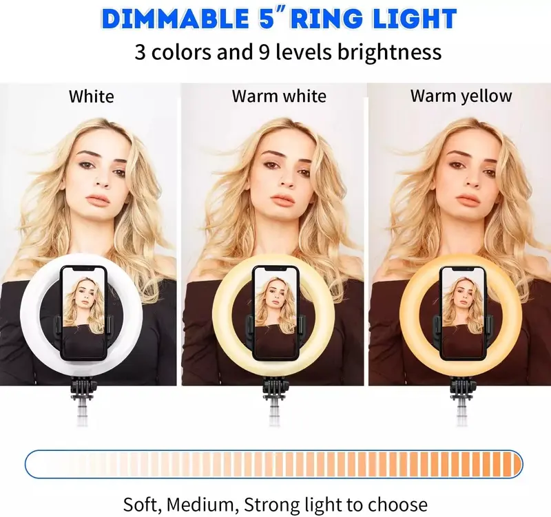 New Hot Sale 6 inch LED Ring Light Selfie Stick with Extendable Tripod Stand L07 Live Stream Fill Light handheld Portable