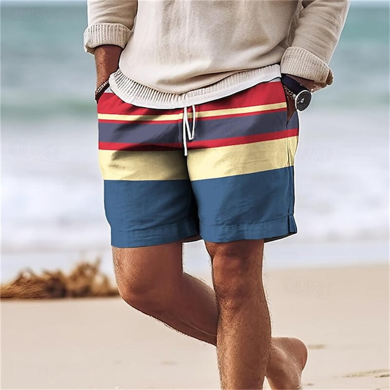 New Fashion uomo donna pantaloncini da spiaggia Street HipHop Stripe Print pantaloni corti Gym Trunks pantaloncini di ghiaccio oversize Summer Hawaii Swimwear