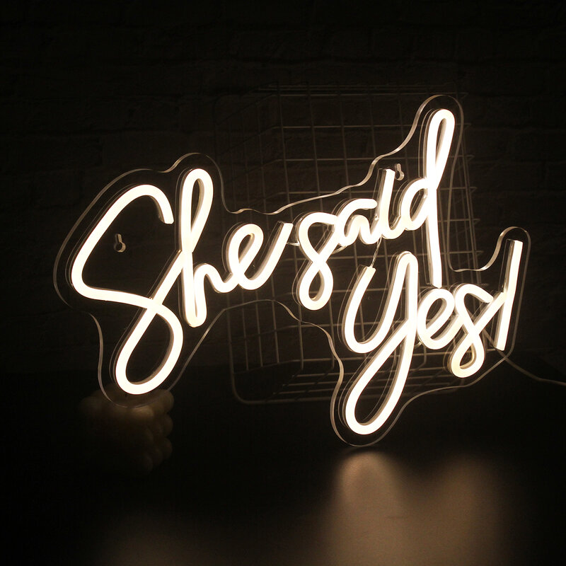 She Said Yes Neon Sign LED Light Letters Party Home Bedroom Marriage Wedding Decoration Proposal Room Decor Prop Art Wall Lamp