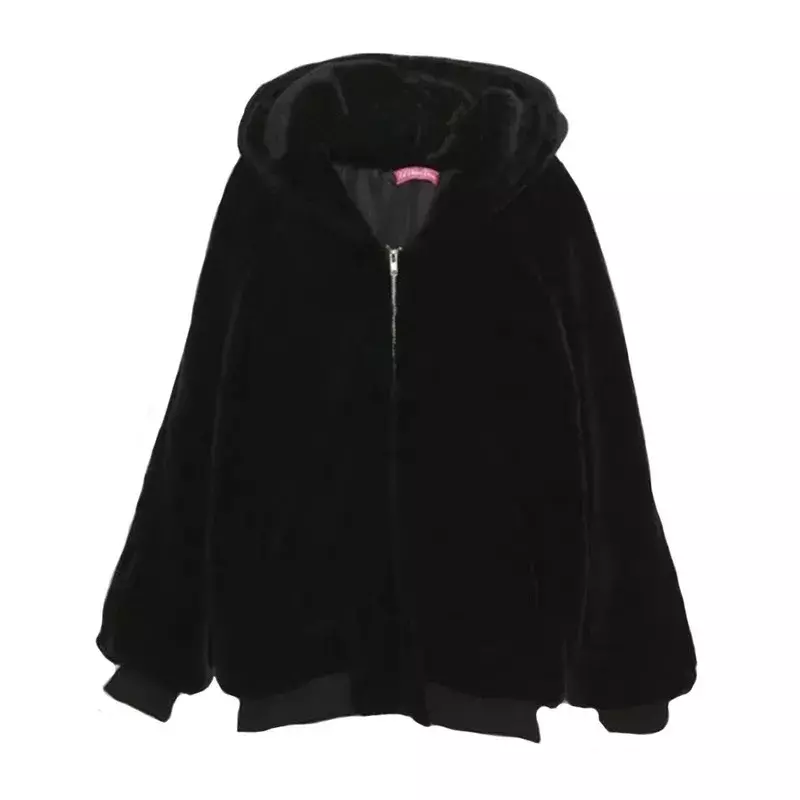 Manteau en fourrure de vison imperméable à capuche mi-long avec fermeture éclair pour femme, pull chaud, fausse fourrure, optique, hiver, mode