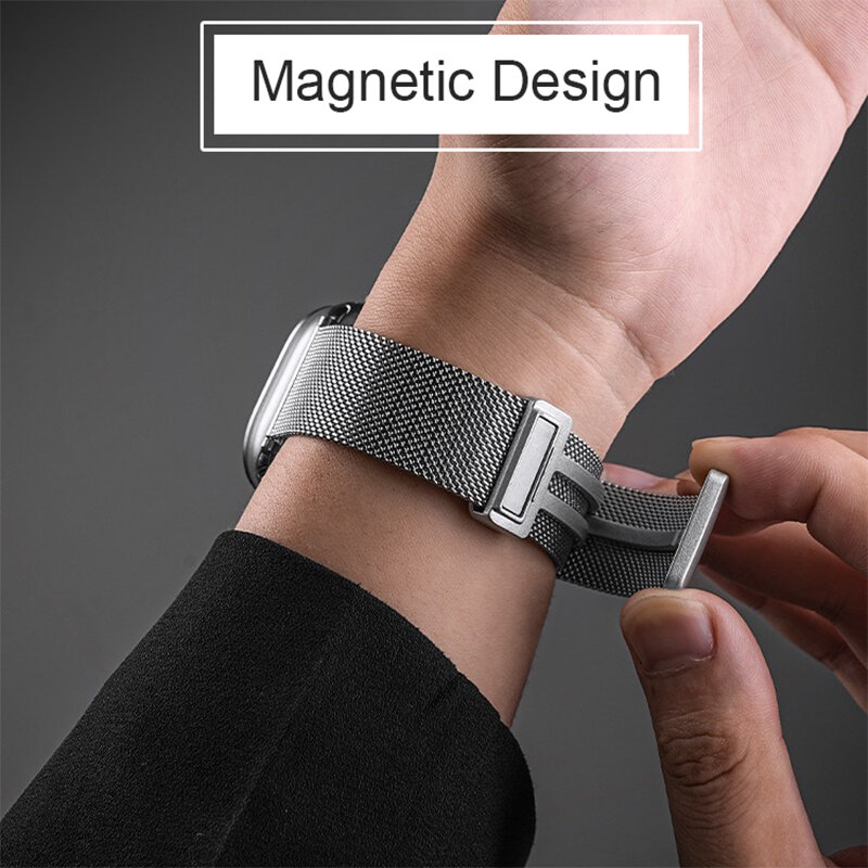 Magnetic Milanese Mesh Band For Xiaomi Mi Band 8 Pro Stainless Steel Watch Strap Loop For Redmi Watch 4 Replacement