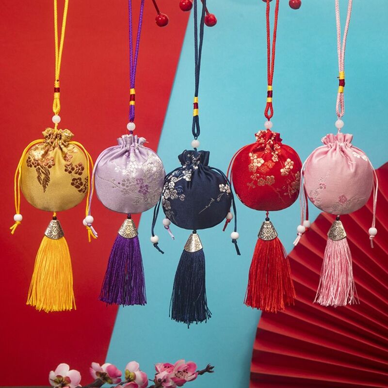 Tas kemasan perhiasan bunga Plum pola Retro tas Festival Perahu Naga kantong kecil brokat Sachet gaya Tiongkok