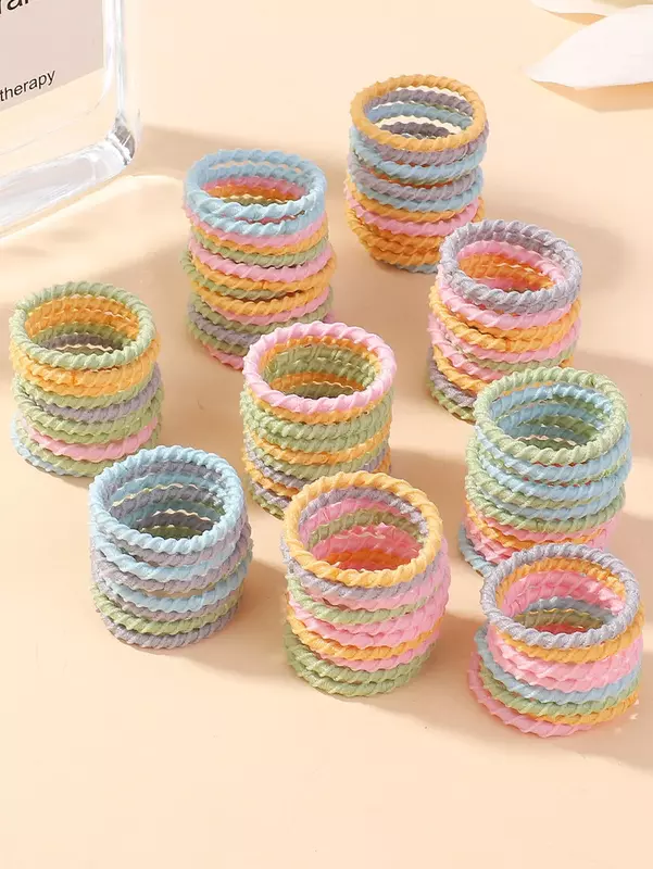 100pcs Baby 2cm Colorful Rubber Band Does Not Hurt The Hair Small Thumb Ring High Elastic Thread Toddler Kids Scrunchies Set