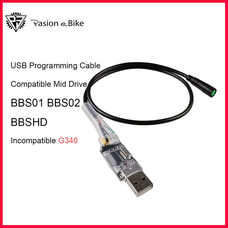 eBike USB Programming Cable for 8fun / Bafang BBS01 BBS02 BBS03 BBSHD Mid Drive Center Electric Bike Motor Programmed Cable