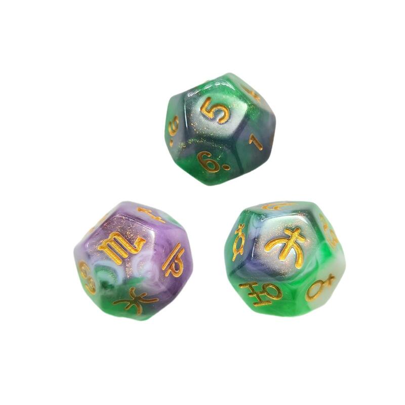 3x D12 Polyhedral Dice Role Playing Game Dices Party Supplies Astrology Dices for Table Game Board Game KTV Party Favor Birthday