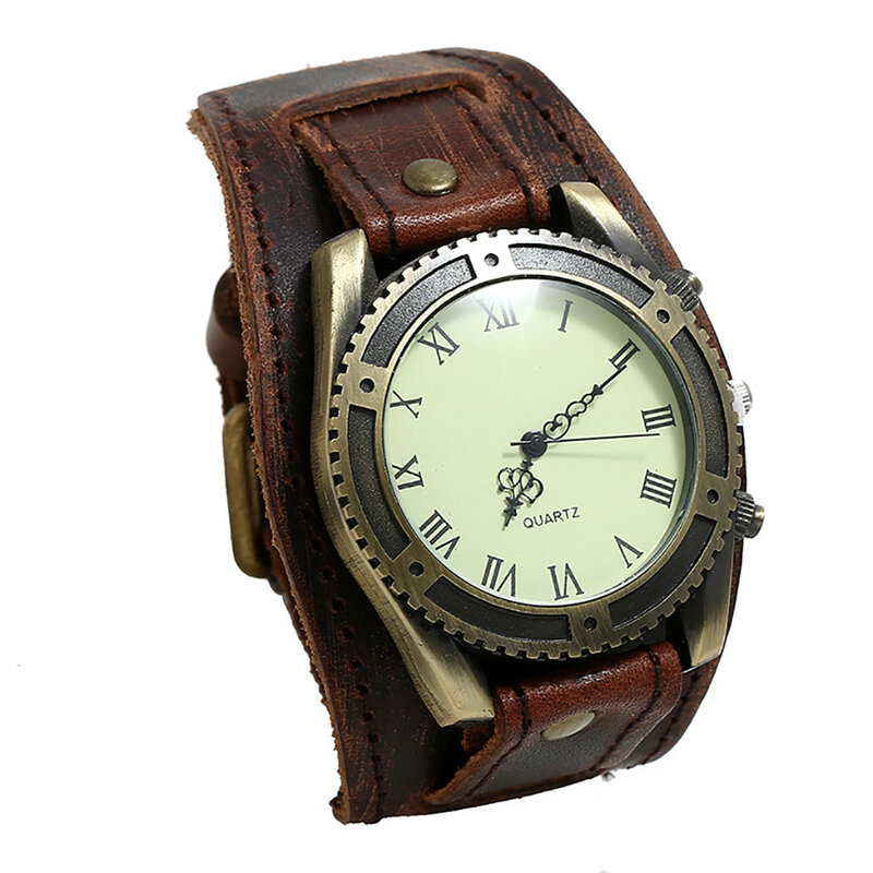 Modne zegarki męskie punkowe Retro prosta ze sprzączką paski skórzane zegarek z branzoletką kwarcowe zegarki na rękę Reloj Saat часы