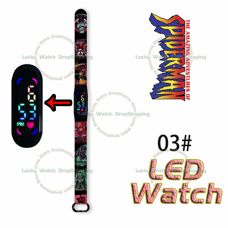 디즈니 베놈 어린이 디지털 시계, 만화 액션 피규어 애니메이션, LED 터치 방수 전자 시계, 어린이 생일 선물