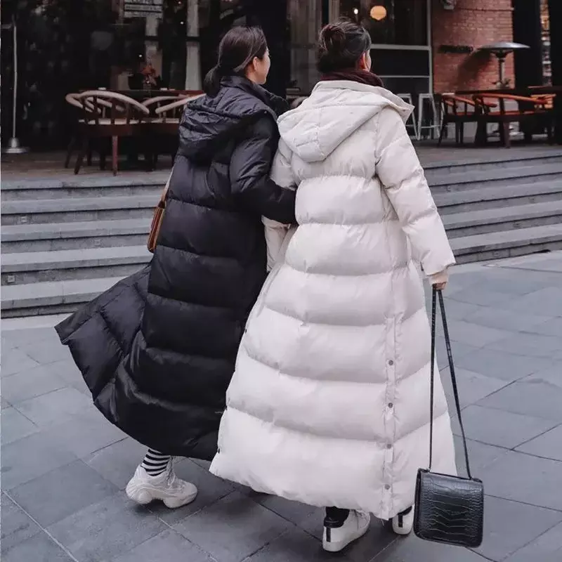 Długa z bawełny kurtka damska kurtka zimowa 2023 koreańska damska kurtka puchowa luźny, gruby długie kurtki puchowe kurtka pikowana kobiet