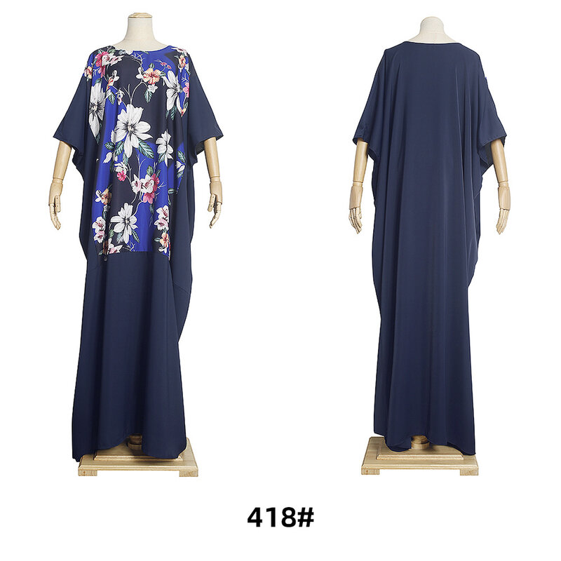 Gaun musim panas 2023 gaun rok panjang leher bulat motif harapan Eropa dan Amerika Serikat gaun wanita Afrika ukuran besar 418 #