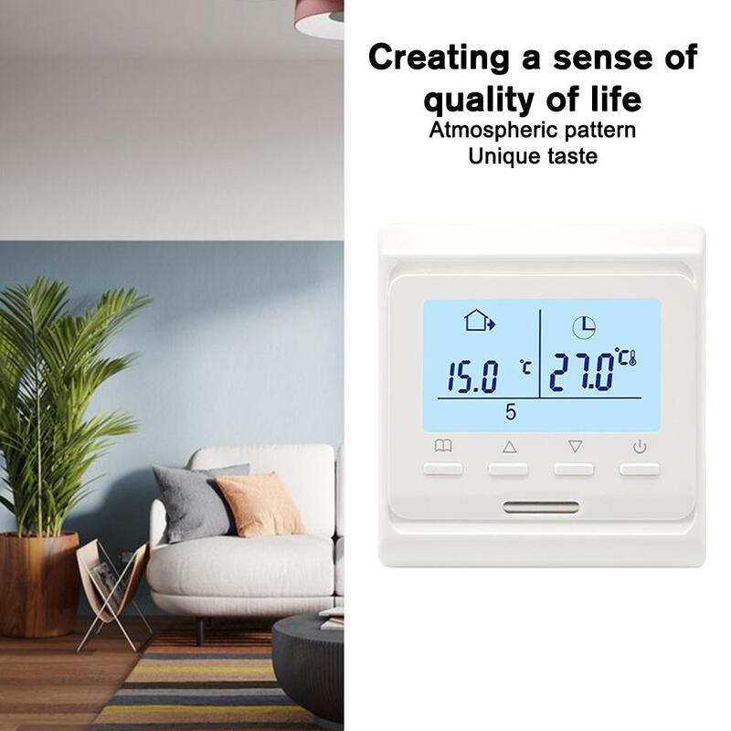 Termostat LED layar sentuh, termostat ruangan Digital pemanas bawah lantai dudukan dapat disesuaikan pengendali temperatur energi Flush L A5A0