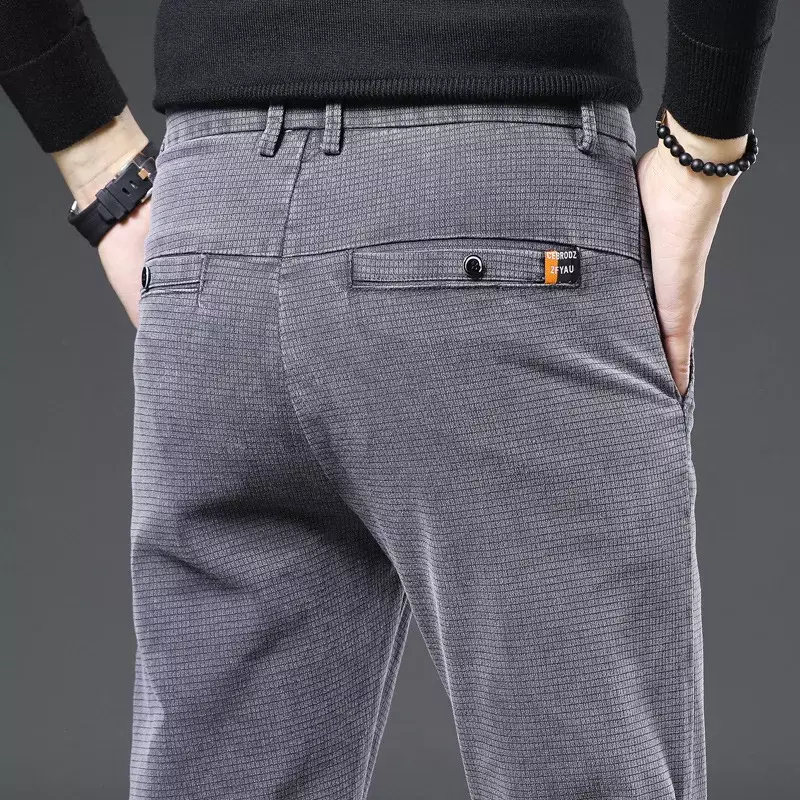 Wysokiej jakości spodnie sztruksowe męskie zimowe nowe dodatkowo pogrubiony ciepłe spodnie męskie Grey proste długie spodnie męskie Pantalon 36 38