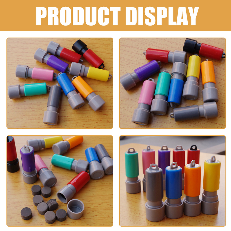 10 Pcs Seal Case Stamp Supply DIY with Ink Pad Postage Stamps Blank Sealed Box Name Making Tool Mini Round Seals