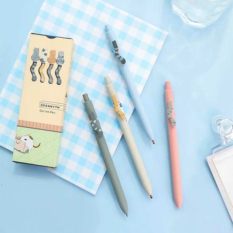 Bolígrafos de Gel de cola de gato, pluma neutra de punta de bola, tipo de prensa de dibujos animados, herramienta de escritura de tinta negra