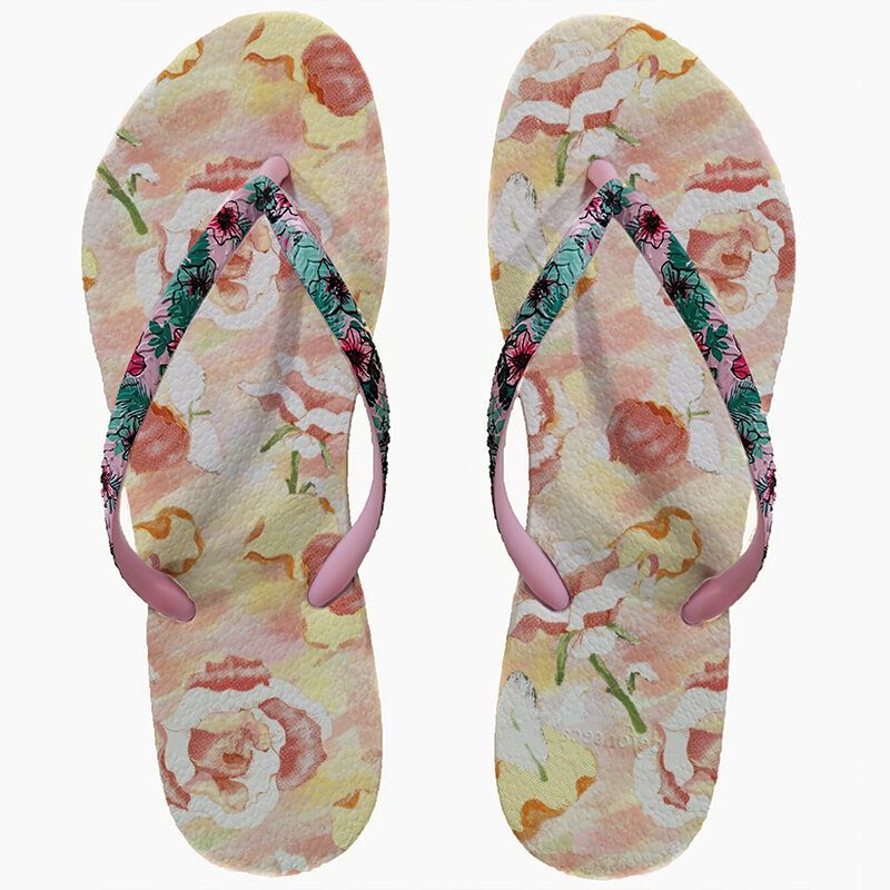 Шлепанцы женские пляжные, сланцы для ванной комнаты, модная Уличная обувь с цветочным принтом, весна-лето