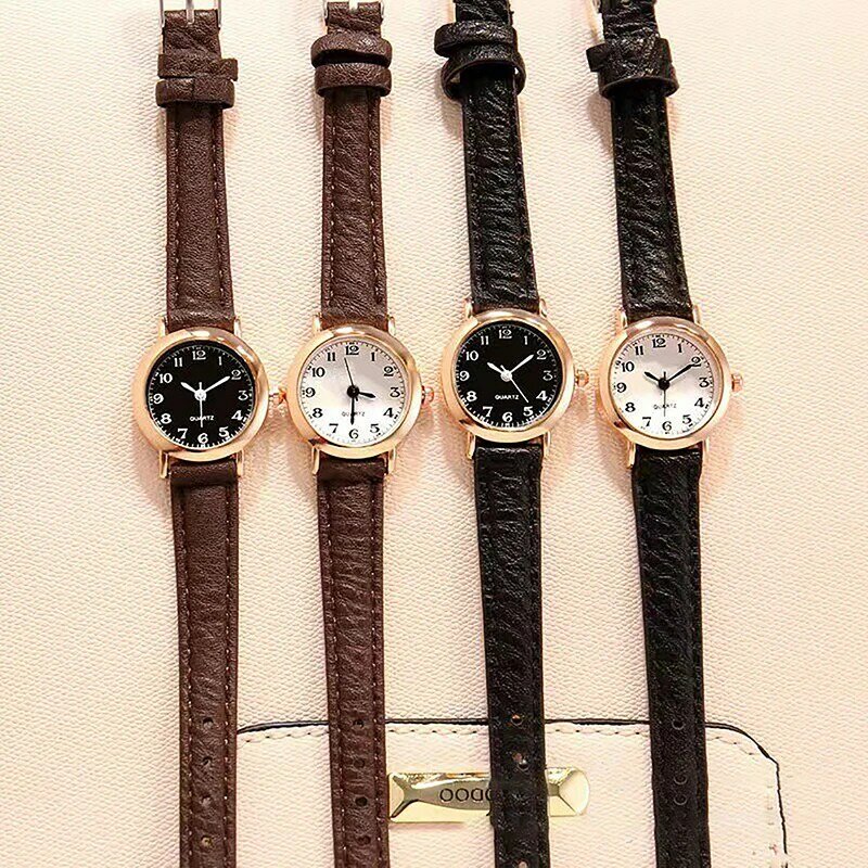 Часы наручные женские с кожаным ремешком, изысканные брендовые модные дизайнерские мини-часы для пар, в стиле ретро