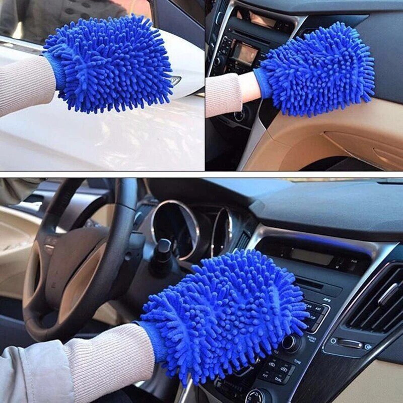 1 шт., моющиеся двусторонние перчатки из микрофибры для мытья автомобиля