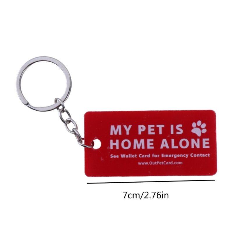 Mes animaux sont à maison Pet Alone Alert Key Tags Porte-clés Contact d'urgence Portefeuille Carte