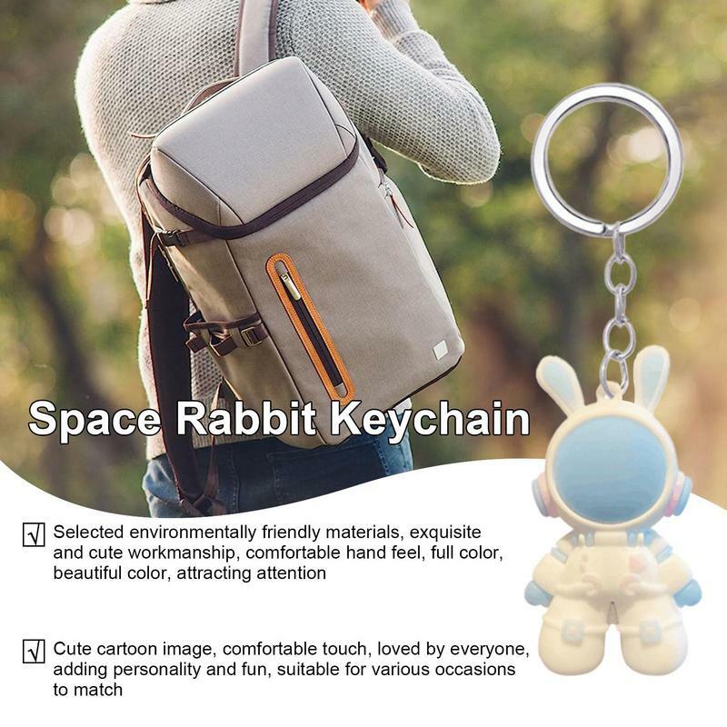 พวงกุญแจกระต่ายอวกาศจี้รูปกระต่ายพวงกุญแจนำกลับมาใช้ใหม่ได้พวงกุญแจตกแต่งสำหรับกระเป๋ากระเป๋ารถ