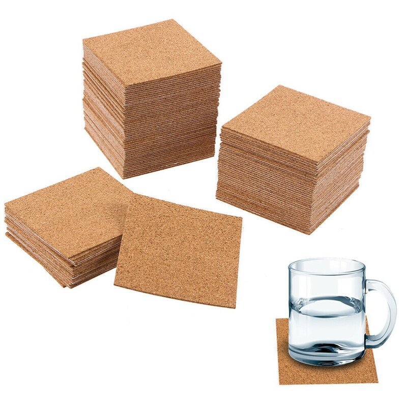 10Pcs Cork Coasters Square Cork Mat Self Sticker DIY Backing Sheet For Home Bar For Coasters And DIY Crafts Supplies