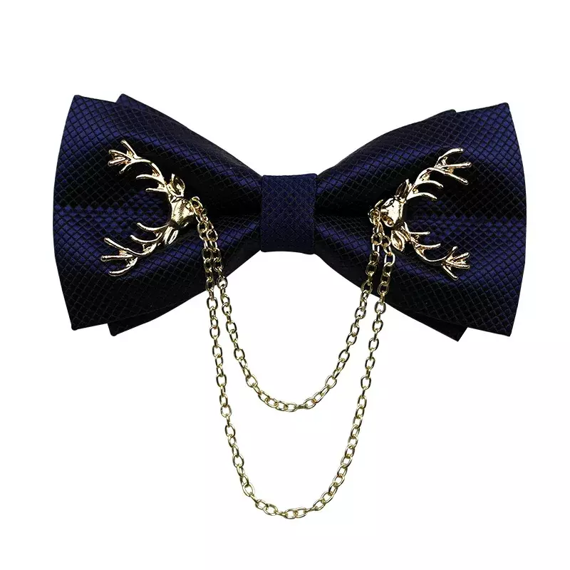 Мужской Свадебный галстук-бабочка в британском стиле, однотонный двухслойный галстук-бабочка в виде головы оленя в Корейском стиле
