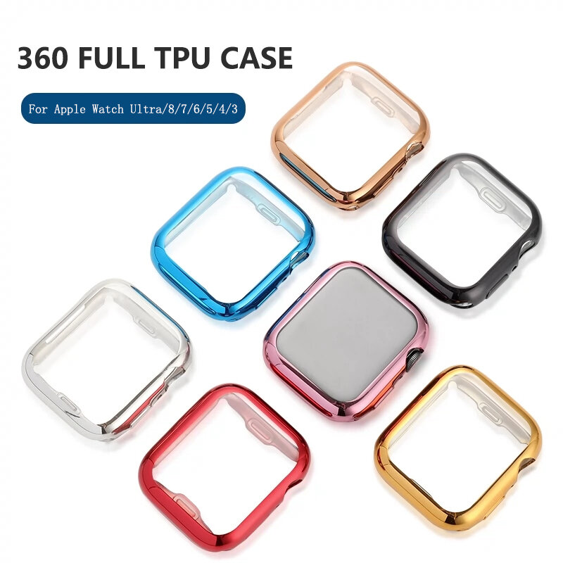 Screen Protector Cover Voor Apple Horloge Case Ultra 49Mm 45Mm 41Mm 44Mm 40Mm Tpu Plating iwatch Serie 3 4 5 6 Se 7 8 Accessoires