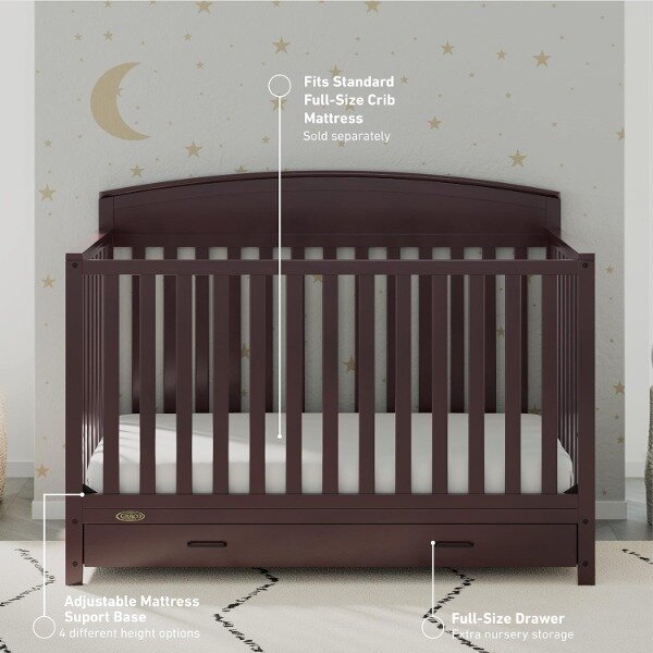 Graco Benton 5-in-1 Convertible Crib – GREENGUARD Gold Certified, Converts from Baby Crib to Toddler Bed, Daybed