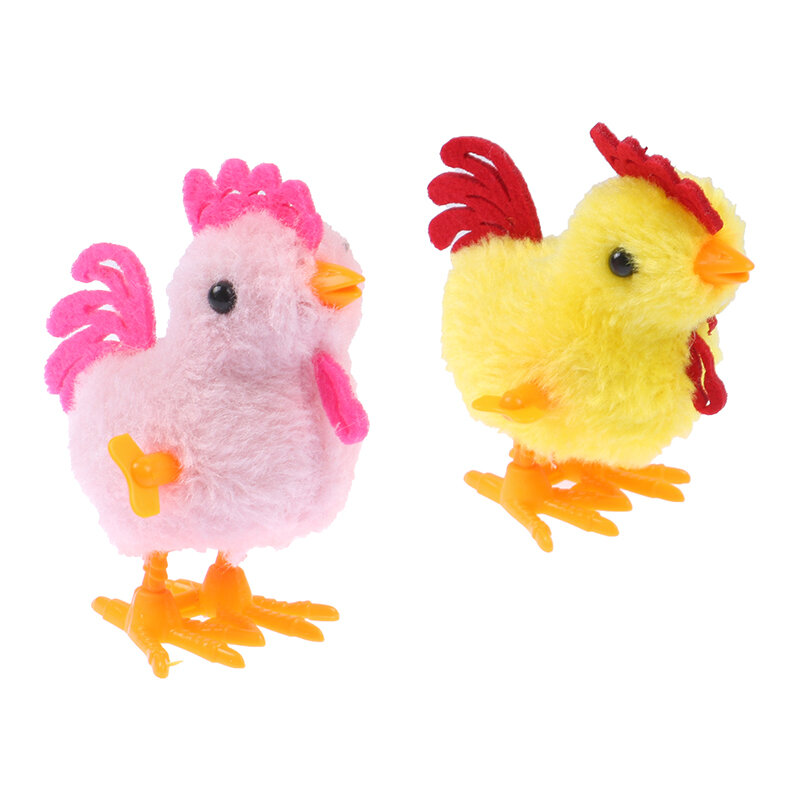 1pc Plush Wind Up Chicken Kids Educational Toy Clockwork Jumping Walking Chicks Toys For Children Baby Gifts Random color