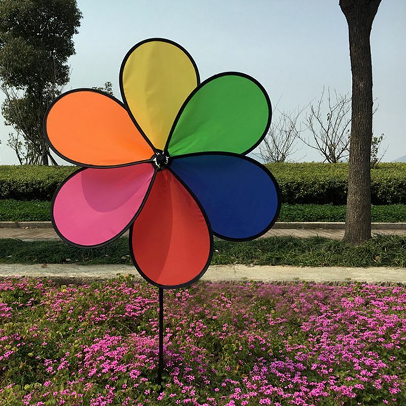 Coloré arc-en-ciel Dazy fleur Spinner vent moulin à vent jardin cour décor extérieur livraison directe